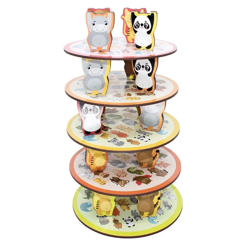 Brinquedo Torre Inteligente De Empilhar Animais 15x15cm