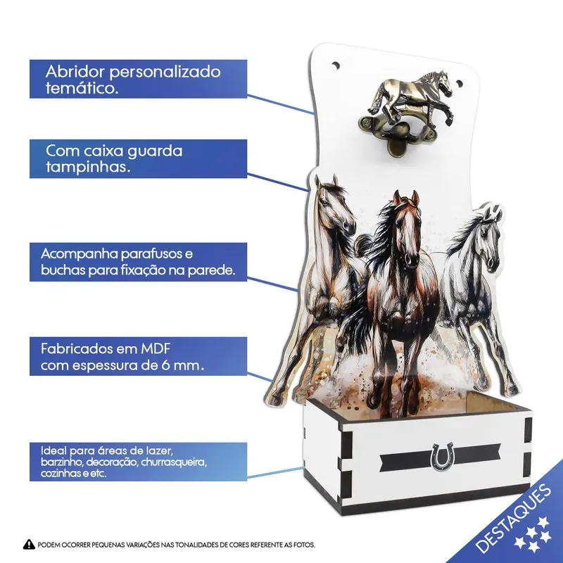 Abridor De Garrafas Tema Cavalos Em Mdf Personalizado