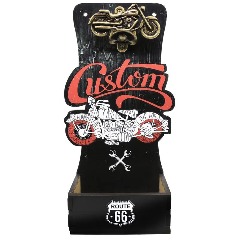 Abridor De Bebidas Com Porta Tampinha Decorativo Bar