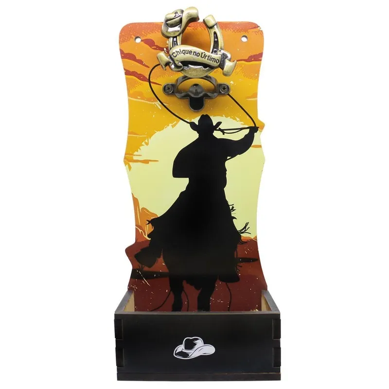 Abridor De Garrafa De Parede Decorativo Cowboy Churrasqueira
