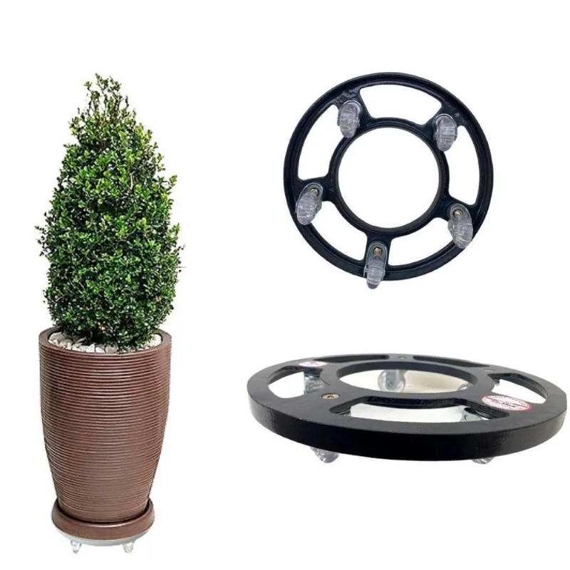 Kit 5 Rodizio Redondo 40cm Suporte P/vaso 300kg Em Aluminio