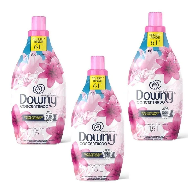 Kit 3 Amaciante Downy Concentrado 1,5 Litros Frescor Da Primavera