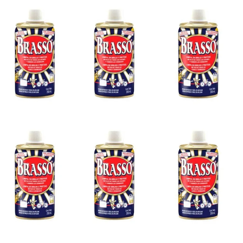 Kit 6 Polidor De Metais Brasso 200ml