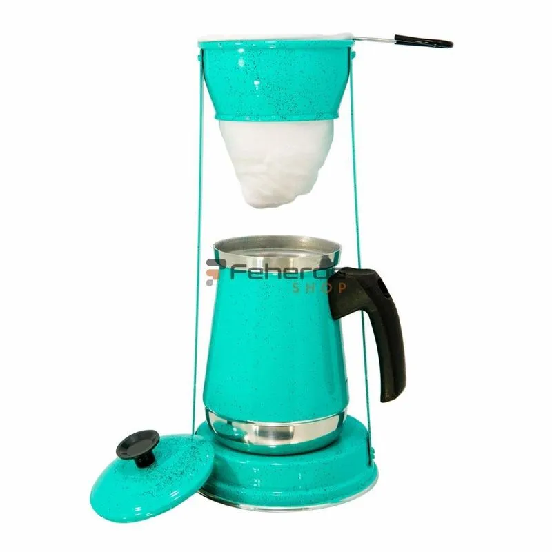 Bule Com Coador De Café Suporte Mancebo Alumínio Verde Agua