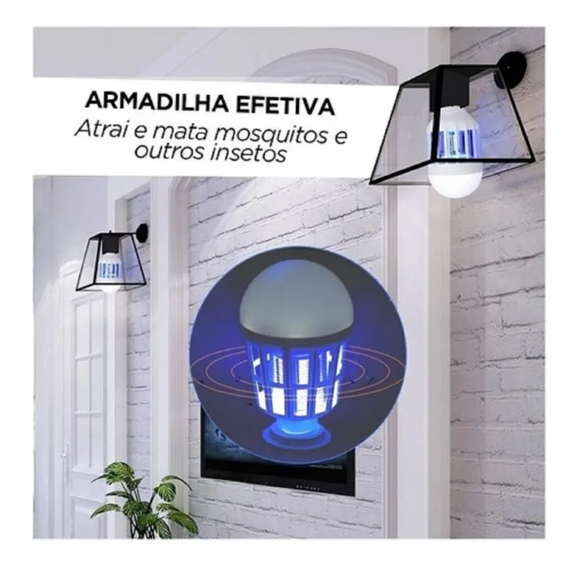 Lampada Espanta Mosquito Insetos 220V Com Luz De Led 3500 K