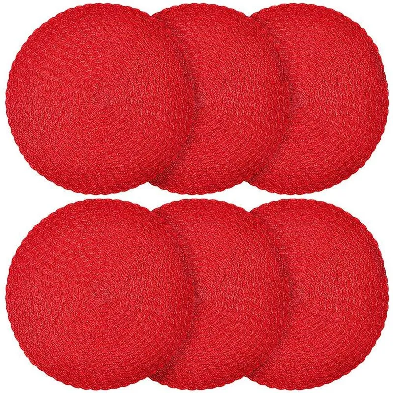 Conjunto Jogo Americano 38cm Sousplat Trançado Vermelho 6