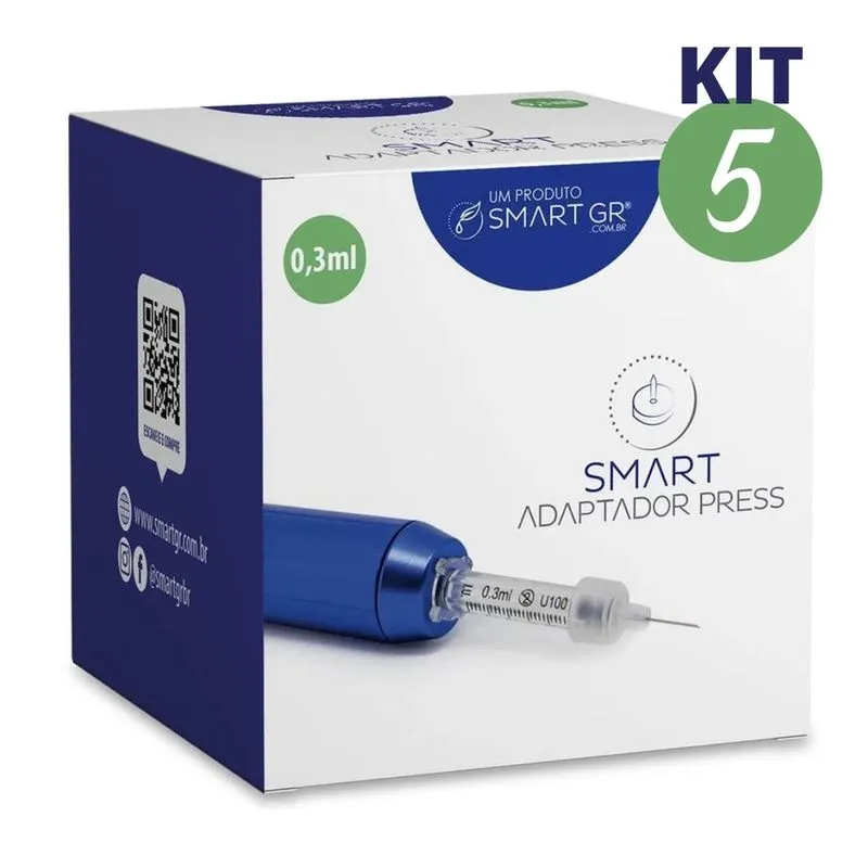 Kit 5 Ampolas Seringa Caneta Pressurizada Smart Press0,5 mL