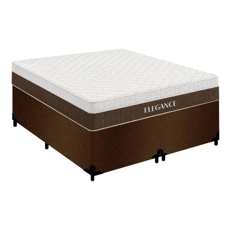 Cama Box King Elegance com Colchão Molas Ensacadas Suede Marrom Royal