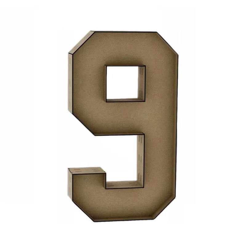 Número 9 Letra Caixa Grande Mdf 90Cm De Altura Decoração