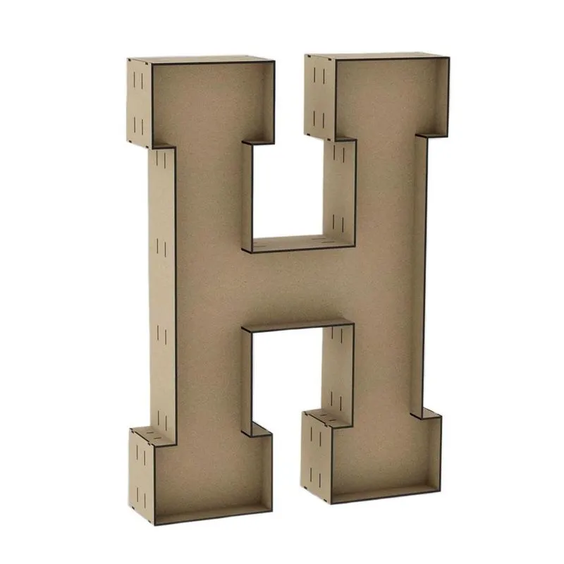 Letra Caixa Grande H Mdf 70cm De Altura Decoração Festa