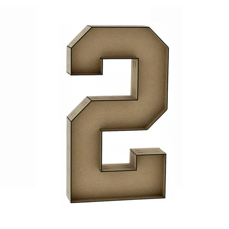 Número 2 Letra Caixa Grande Mdf 70cm De Altura Decoração