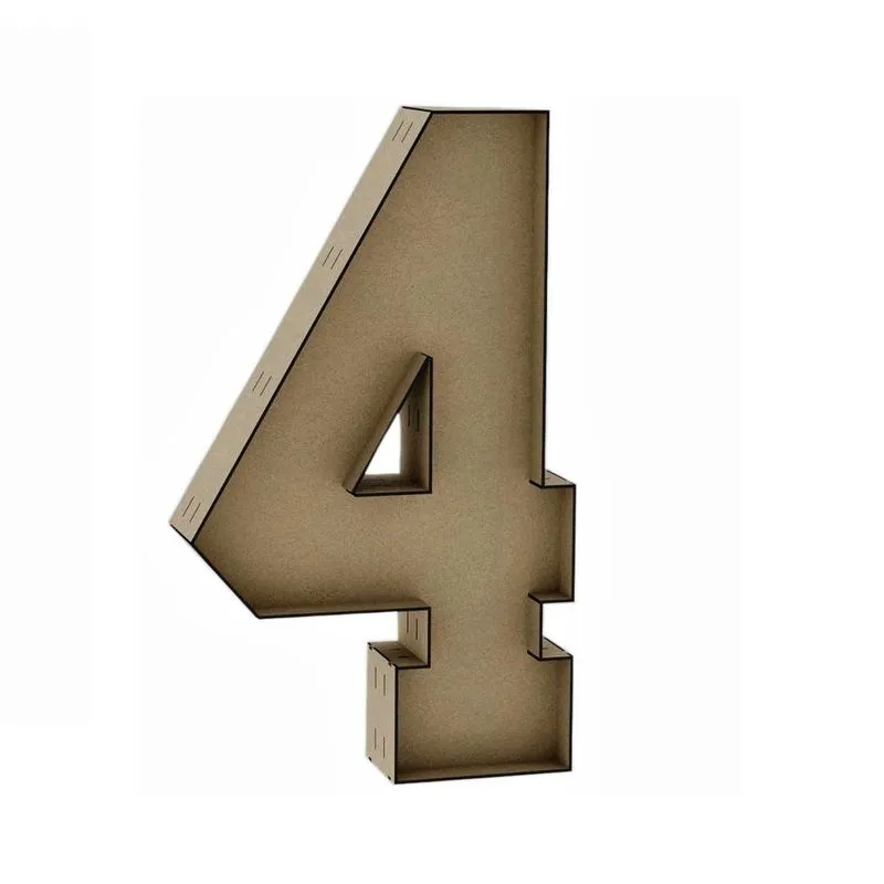 Número 4 Letra Caixa Grande Mdf 70cm De Altura Decoração