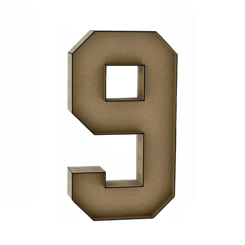 Número 9 Letra Caixa Grande Mdf 70cm De Altura Decoração