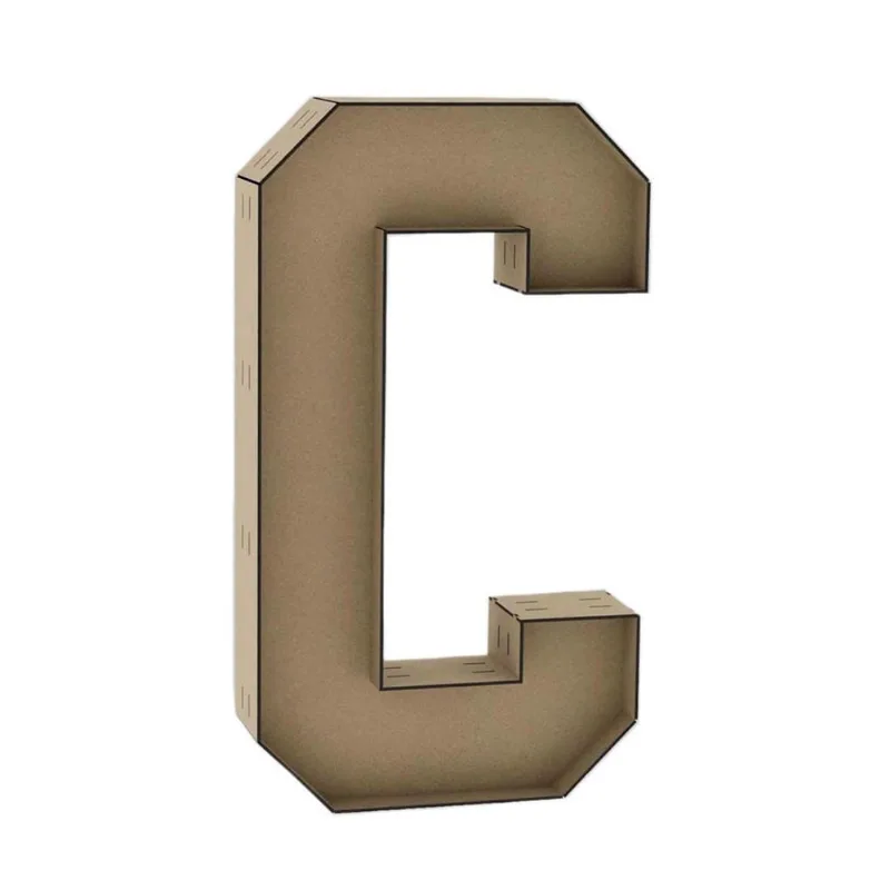 Letra Caixa Grande C Mdf 80Cm De Altura Decoração Festa