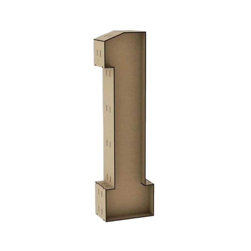 Número 1 Letra Caixa Grande Mdf 80Cm De Altura Decoração