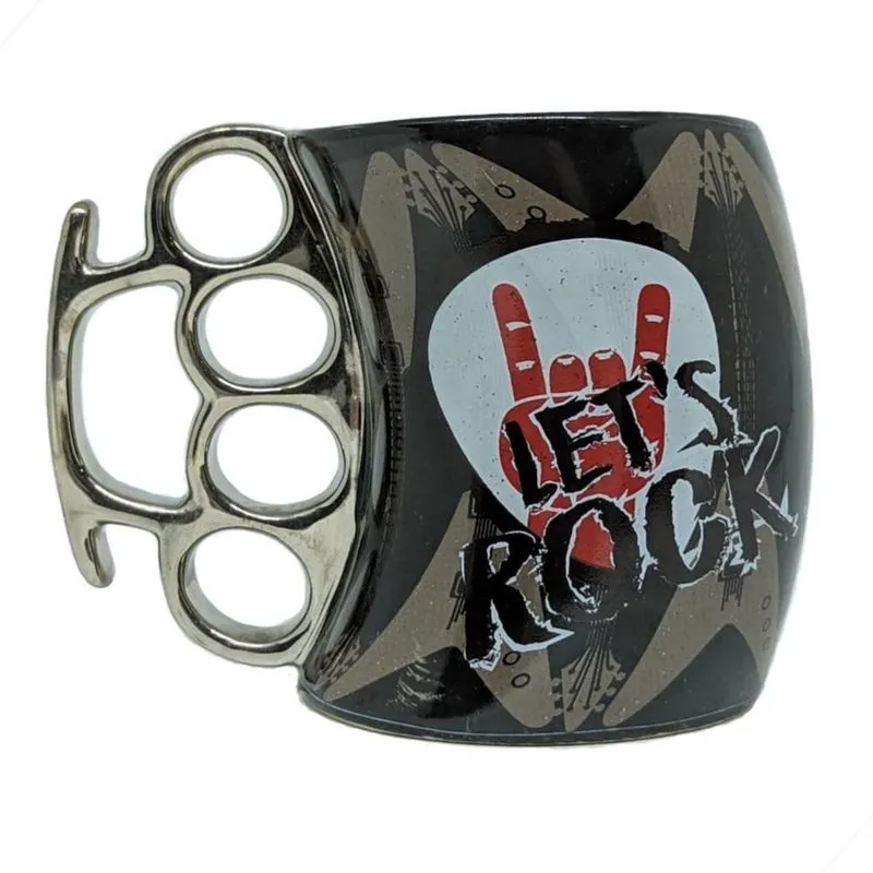 Caneca Xícara Rock Estampa Alta Qualidade Alça Soco Inglês