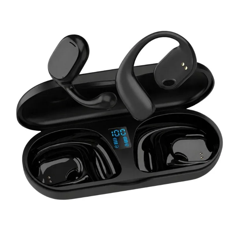Fone Open Ear com Condução Óssea MDM Bluetooth com Case Carregador Touch Preto