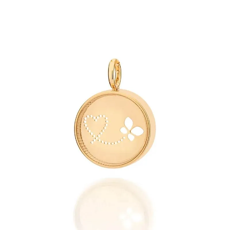 Pingente Rommanel Banhado Ouro 18k Coração E Borboleta 542677