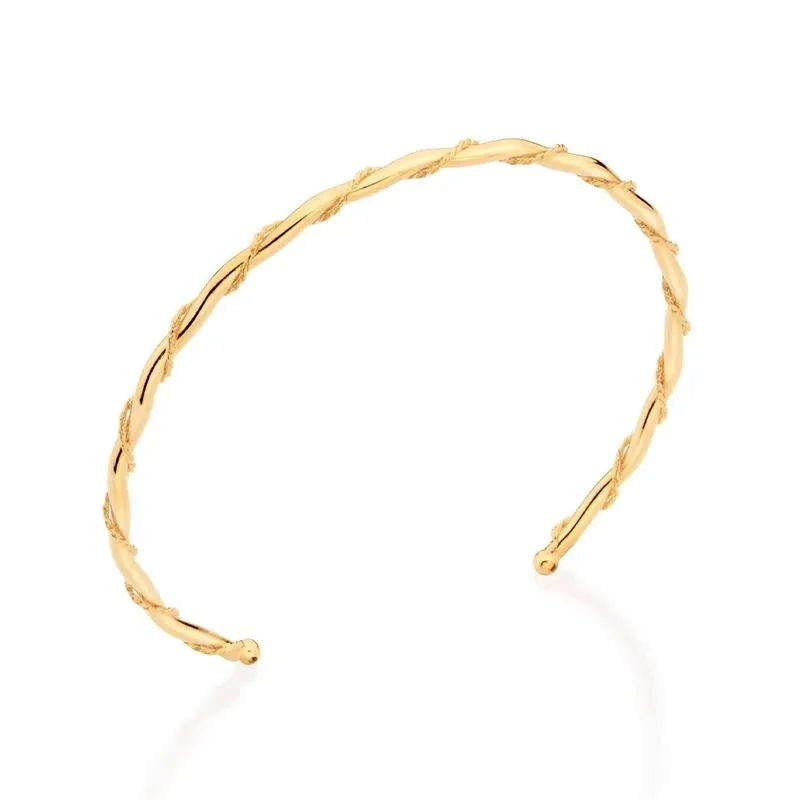 Bracelete Rommanel Banhado Ouro 18k Duplo Liso E Torcido 552078