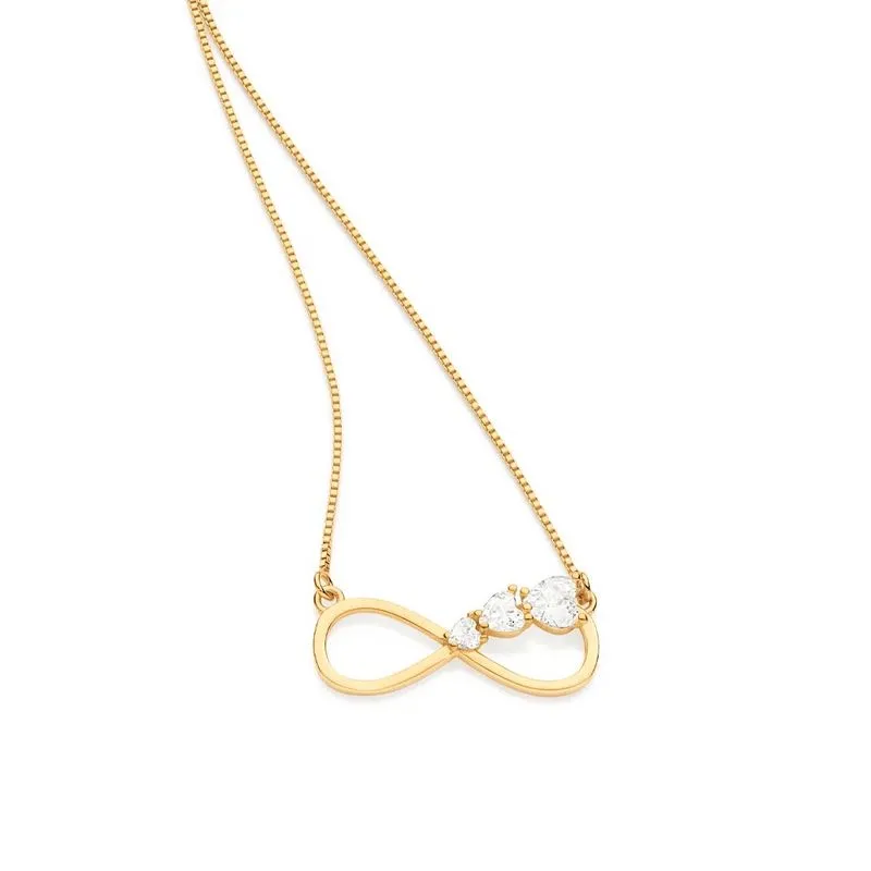 Colar Rommanel Banhado Ouro 18k Infinito Com Zircônias de Coração 532429