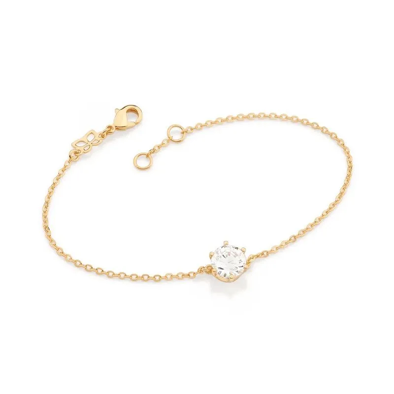 Pulseira Rommanel Banhado Ouro 18k Solitário Zircônia Grande 552092