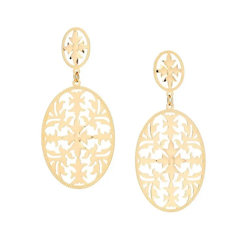Maxi Brinco Rommanel Banhado Ouro Oval Cm Folhagem 527187