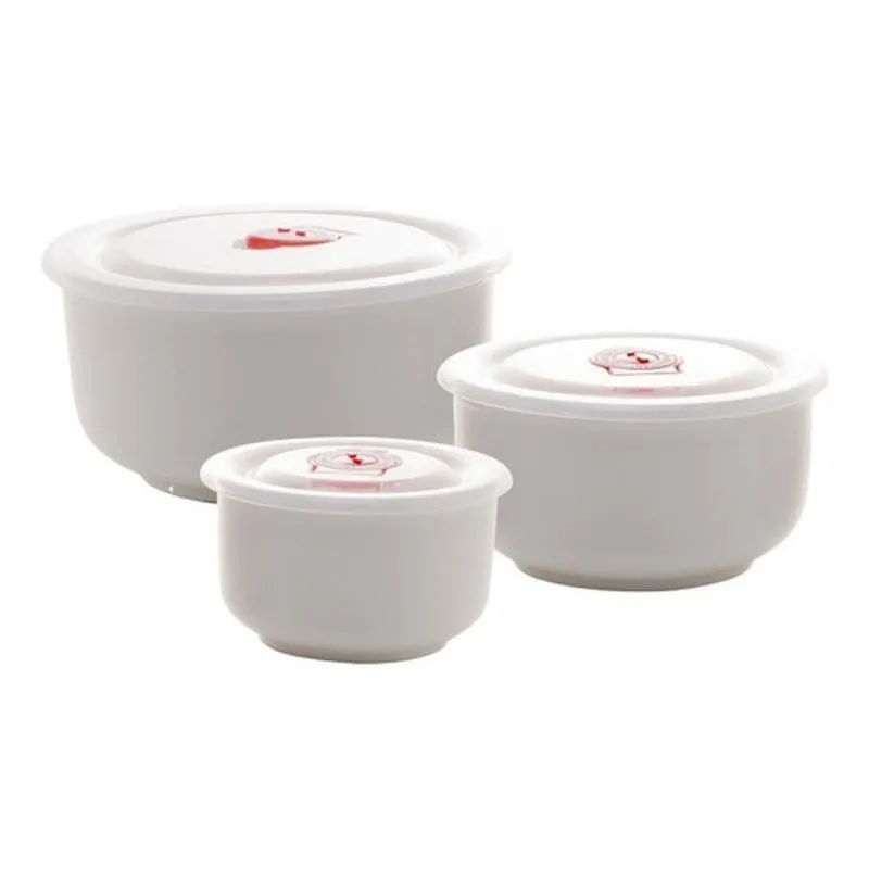 Conjunto 3pçs De Refratários Em Porcelana Com Tampa