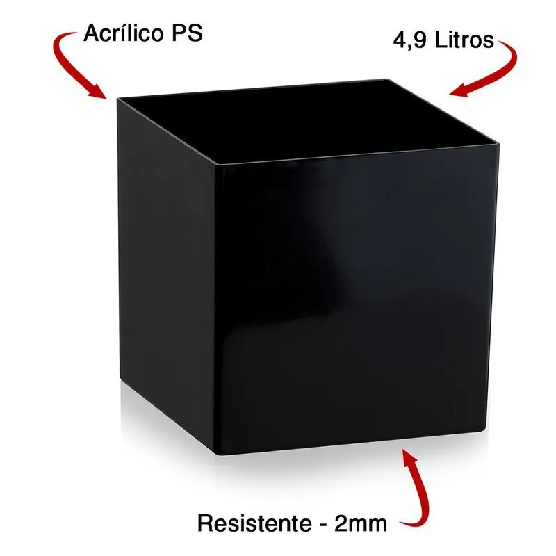Balde De Gelo Acrílico 4,9l Quadrado Várias Cores