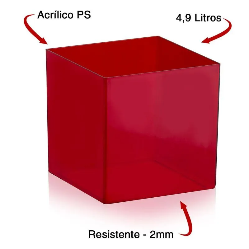 Kit 2 Balde/caixa De Gelo Acrílico 4,9l Quadrado Flor Drink
