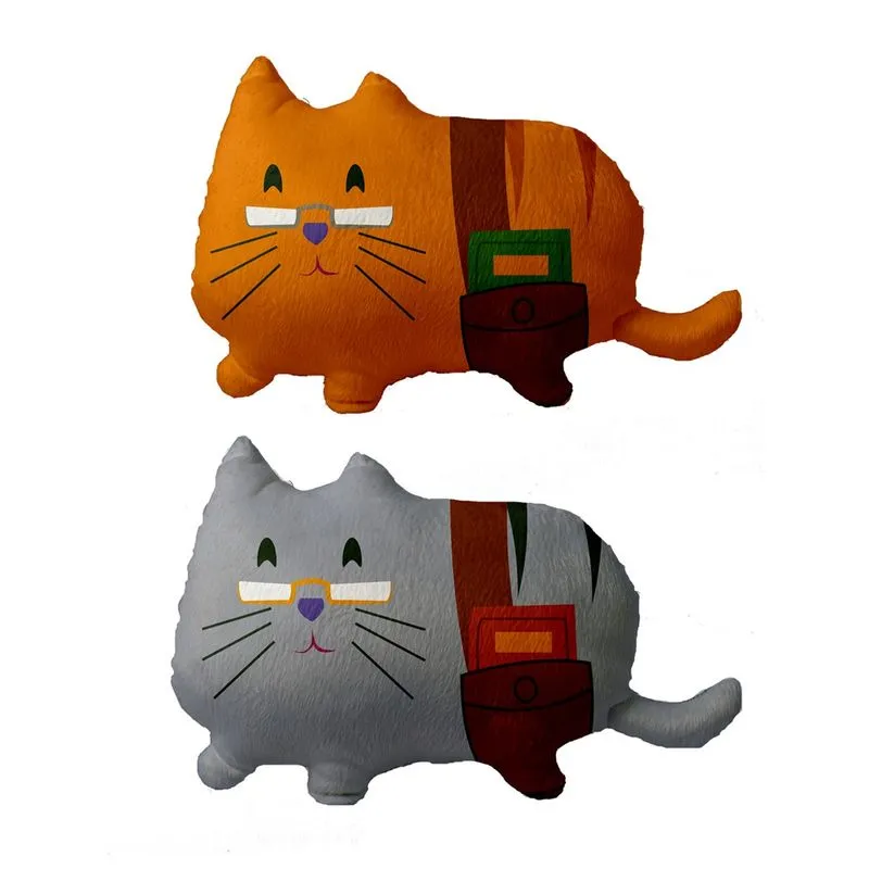 Kit 2 Almofadas De Gato Para Sofá Decorativa Cinza e Marrom