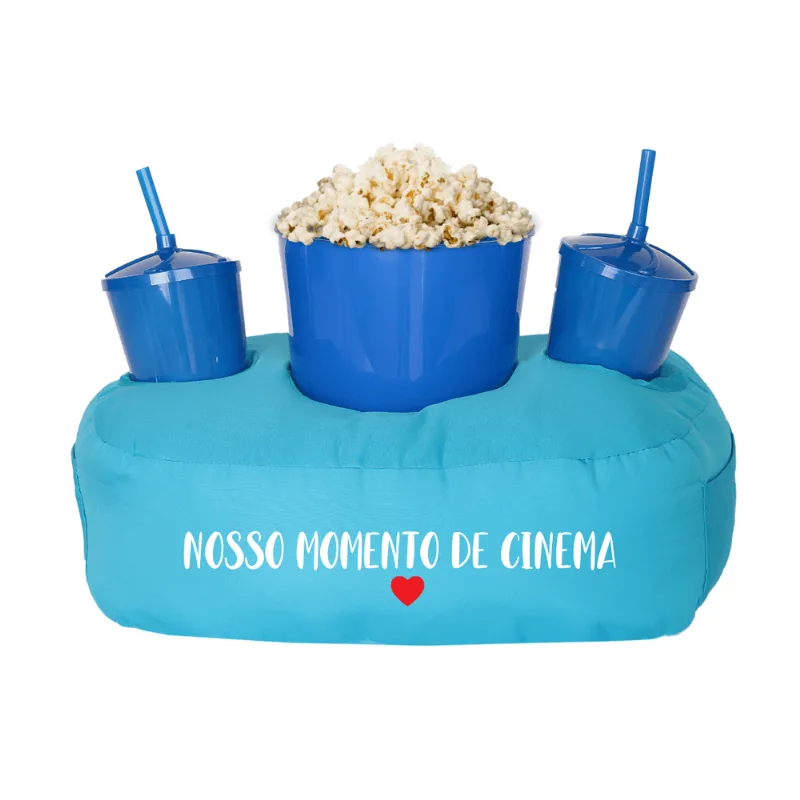 Almofada Porta Pipoca Azul Nosso Momento De Cinema