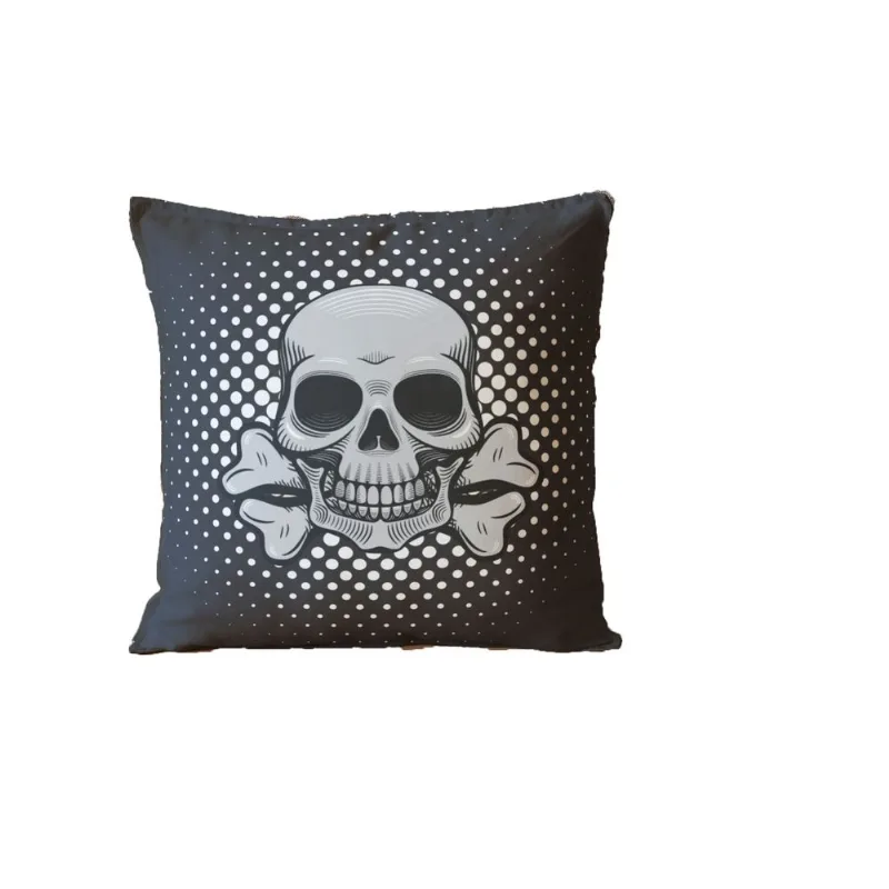 Almofada Para Sofá Cheia 40x40 Caveira Arte Preto E Branco