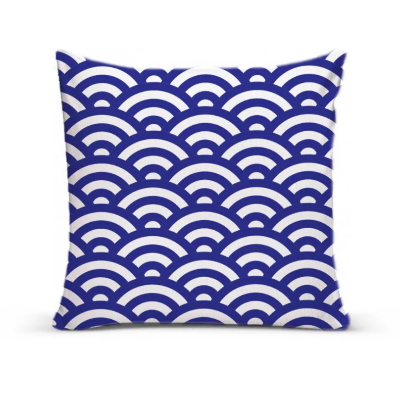 Almofada Para Sofá Sala Cheia 40x40 Geométrica Azul Escuro