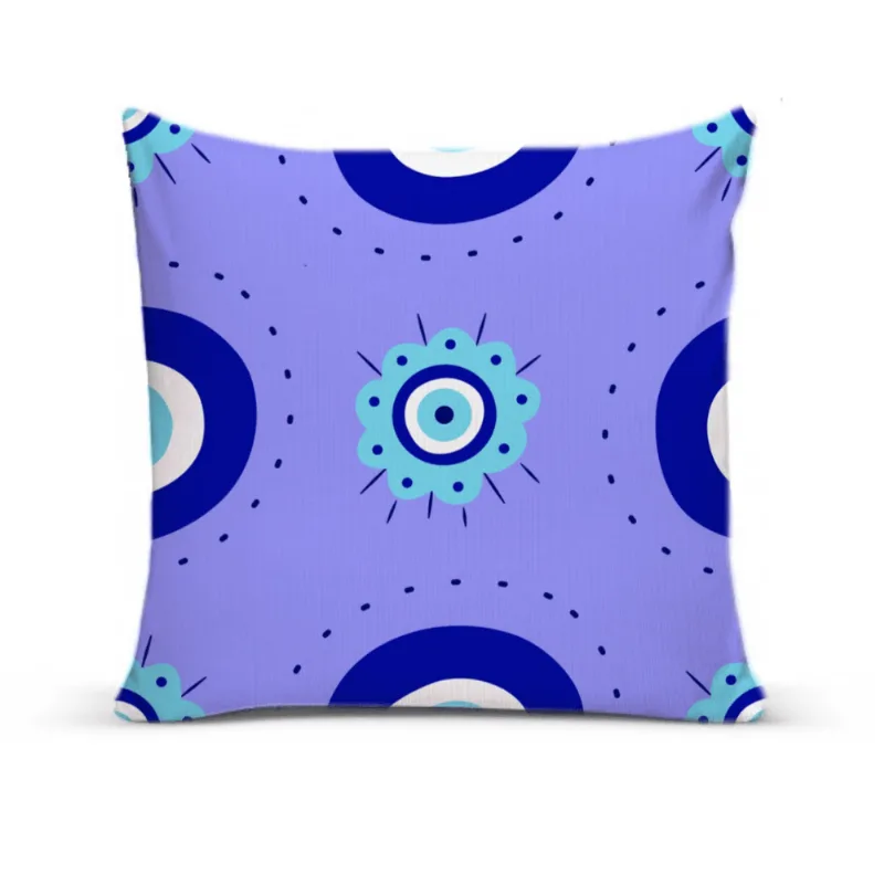Almofada Para Sofá Sala Com Enchimento 40x40 Azul Olho Grego