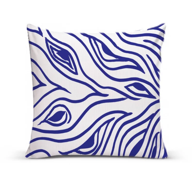 Capa De Almofada Para Sofá Sala 40x40 Linhas Azuis