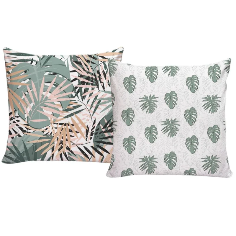 Kit 2 Capas De Almofadas Para Sofá 40x40 Verde Plantas