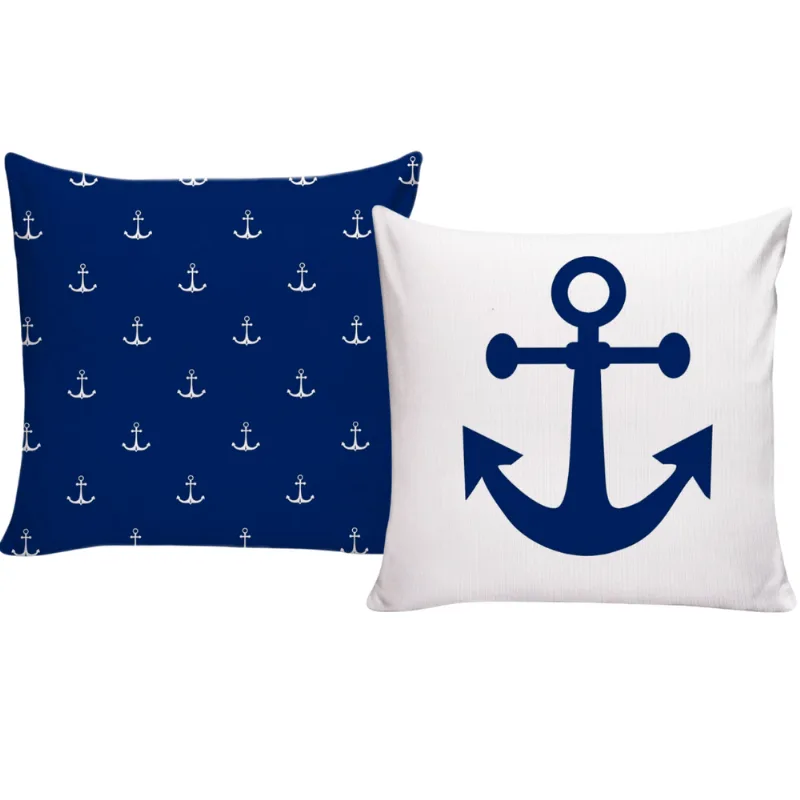 Kit 2 Almofadas Decorativas Para Sofá 40x40 Bandeira Âncora