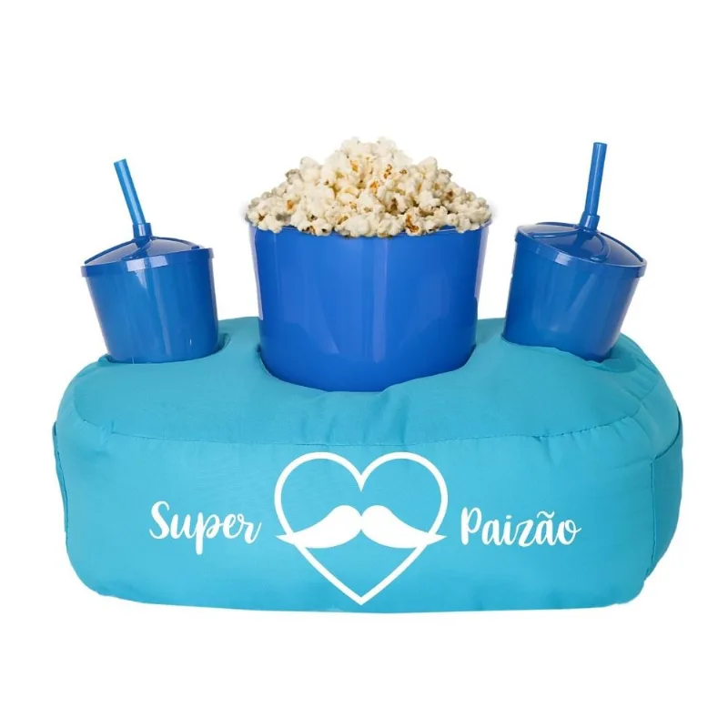 Almofada Porta Pipoca Azul Casal Super Paizão