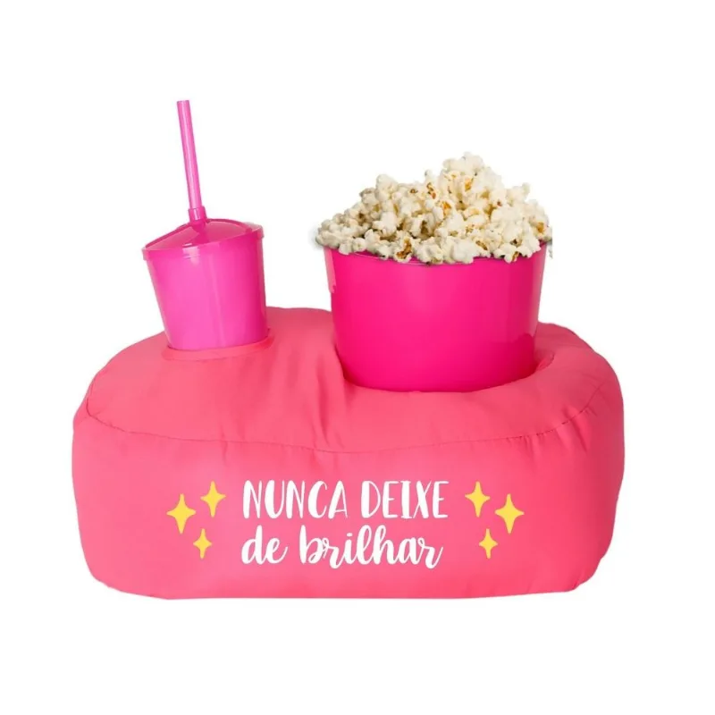Almofada Porta Pipoca Rosa Solteiro Nunca Deixe De Brilhar