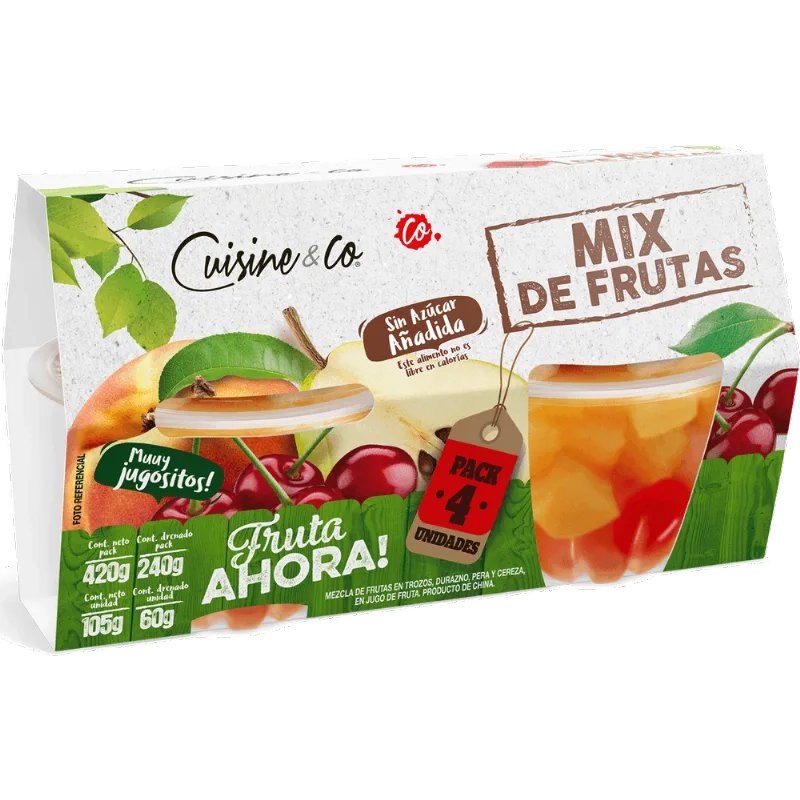 Mix de Frutas Durazno, Pera y Cerezas 240 g drenado, 420 g neto