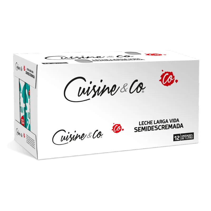 Pack 12 un. Leche Cuisine & Co Semidescremada 1 L