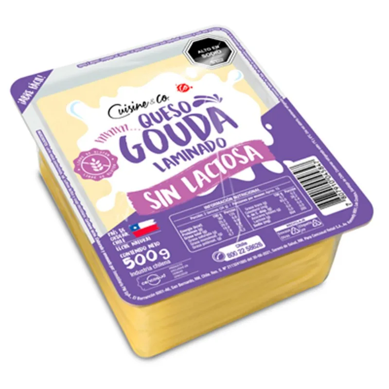 Queso Gauda Sin Lactosa Cuisine & Co Envasado Laminado 500 g