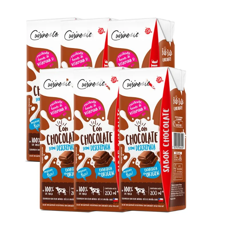 Pack 6 un. Leche con Chocolate Cuisine & Co 200 cc