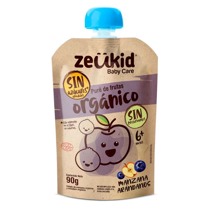 Puré Orgánico Zeukid Manzana y Arándano 90 g