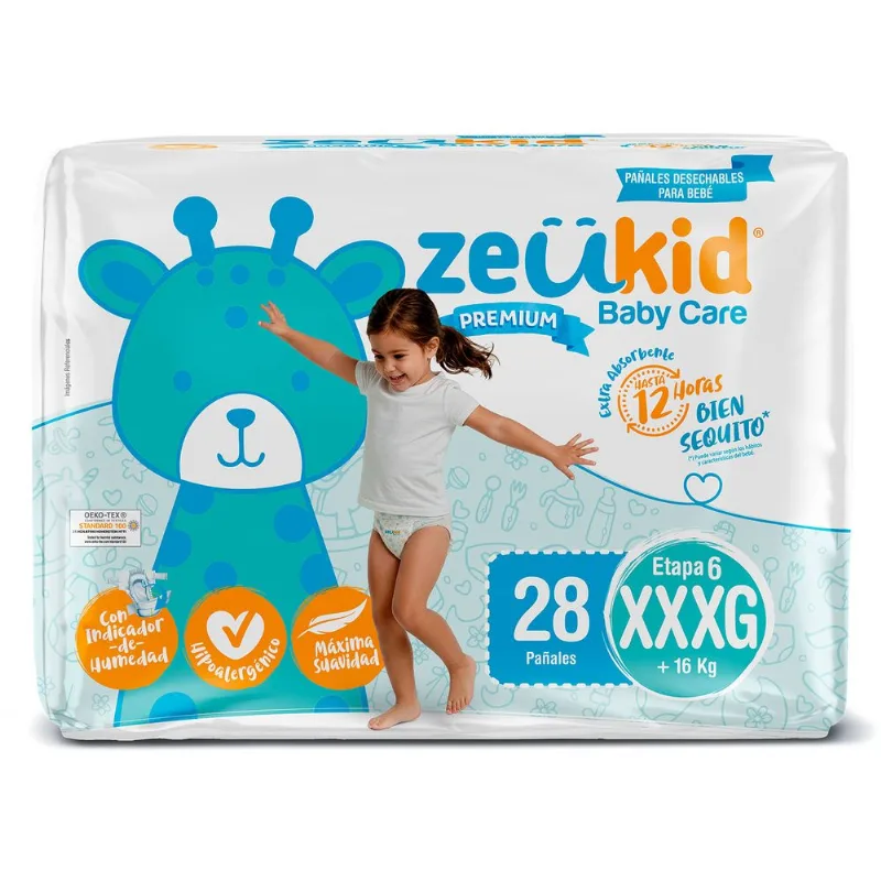 Pañales Zeukid Premium Talla XXXG 28 un.