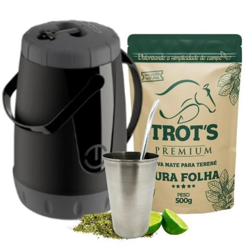 Kit Tereré Garrafa + Copo Inox + Bomba + Erva Trot's