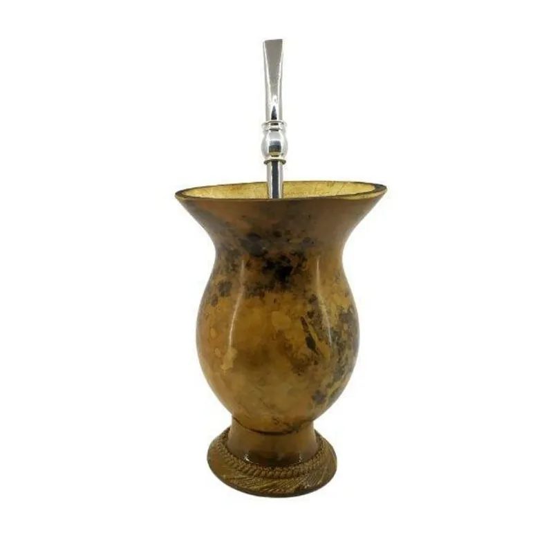 Kit Cuia Chimarrão Porongo + Bomba Chimarrão Inox Sobrecano