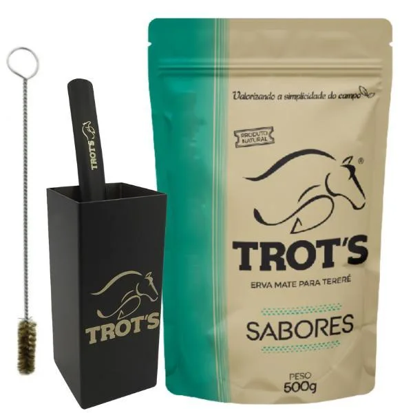 Kit Tereré Trots Cuia Inox + Bomba Larga V8 Inox + 1 Erva