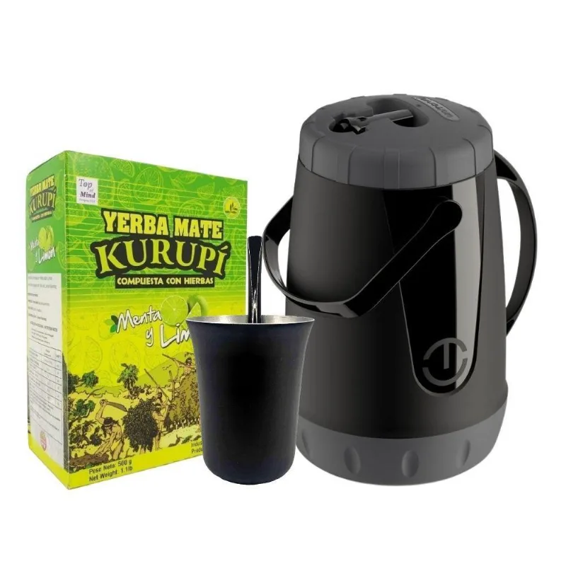 Kit Garrafa 2,5l + Cuia + Bomba Regulável + Erva Kurupi