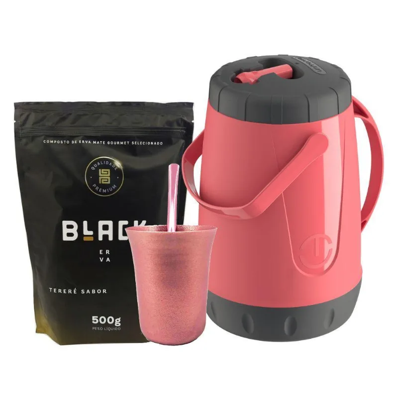 Kit Garrafa 2,5l + Cuia + Bomba + Tereré Black Erva 500g